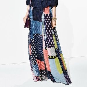 Diane Von Furstenberg Patchwork Boho Maxi Skirt